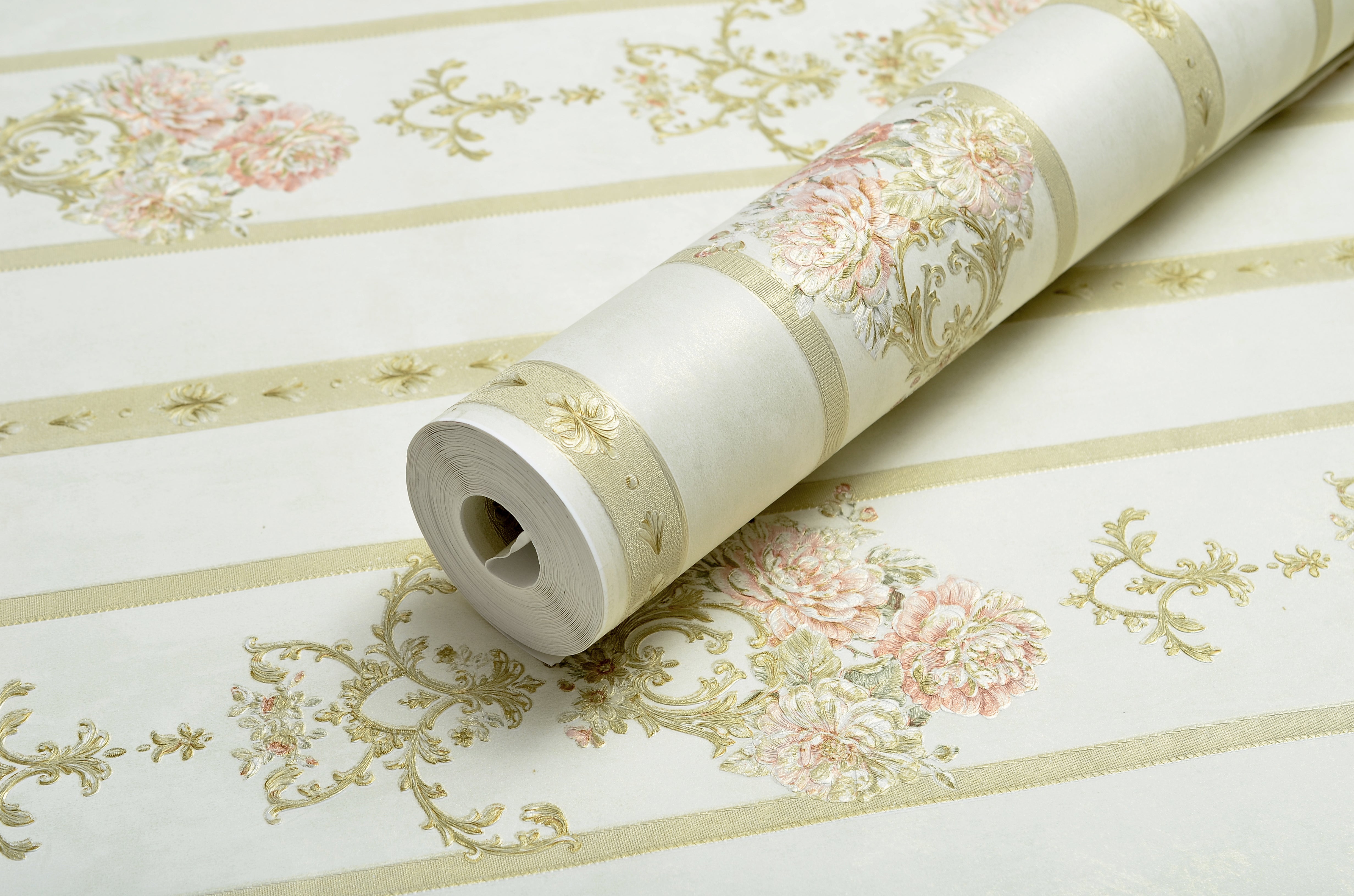 Papier Peint Intissé Ruban Royal – Beige Doux – 0,53 x 10m
