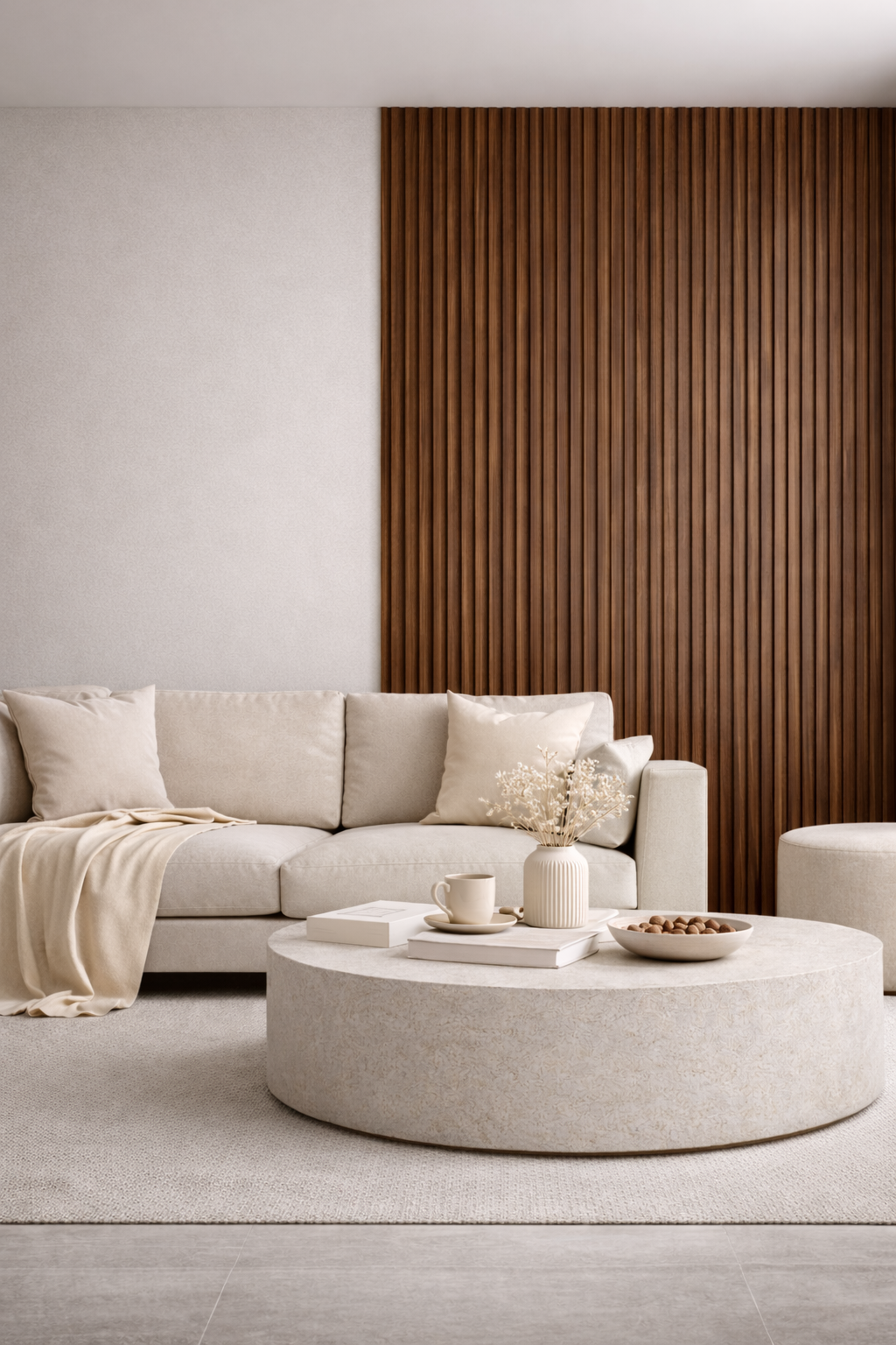 Panneaux décoratifs à lames demi-cylindriques – Composite fibres de bambou – Brun foncé – 140 cm (Lot de 2)