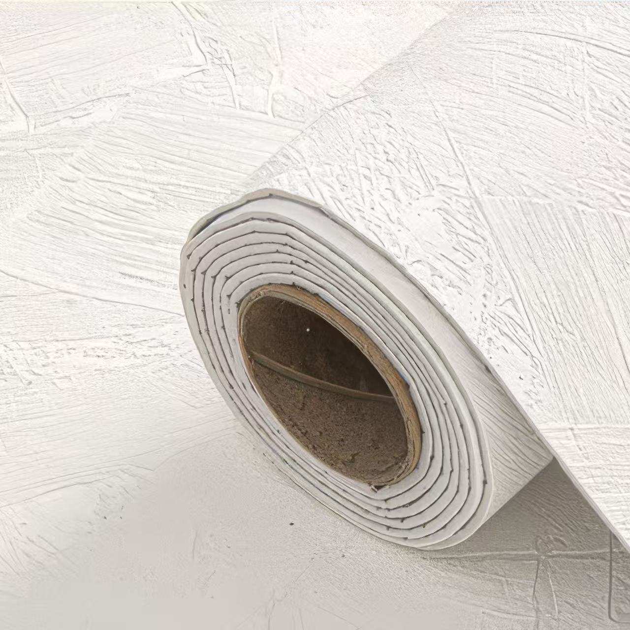Papier Peint Auto-adhésif texturé effet enduit à la chaux – Blanc - 60x280 cm