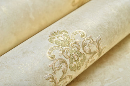 Decopine Papier Peint Intissé Imperium Luxe – Médaillon Doré sur Beige Minéral – 0,53 x 10m – Sans Colle