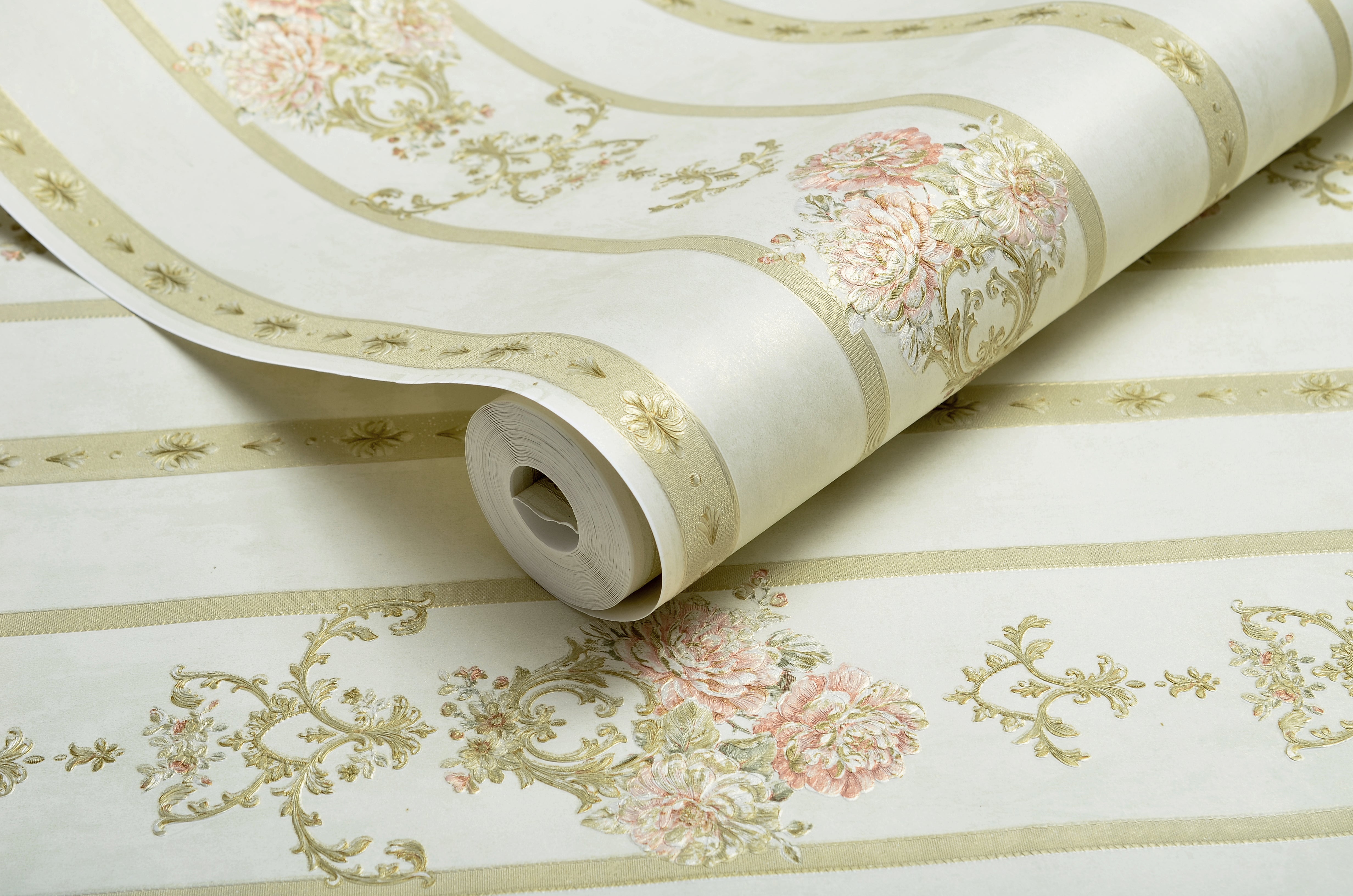 Papier Peint Intissé Ruban Royal – Beige Doux – 0,53 x 10m
