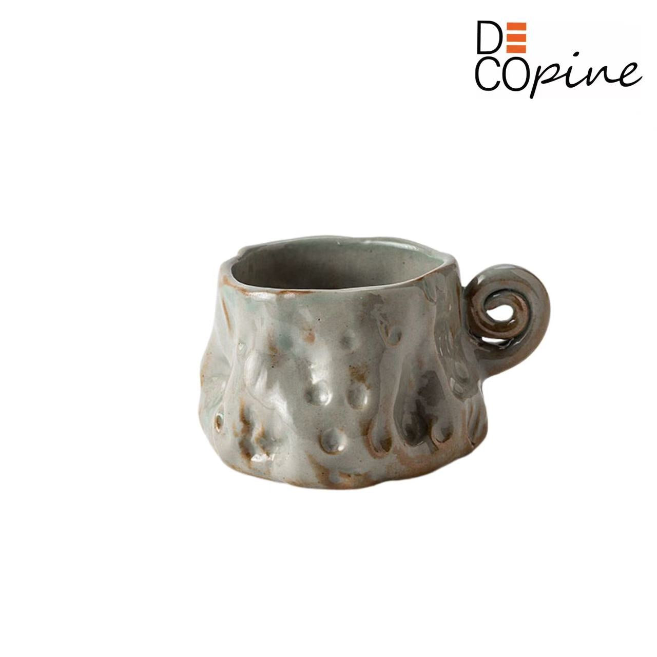 Tasse à espresso en céramique grise  – Fait main – 90 ml