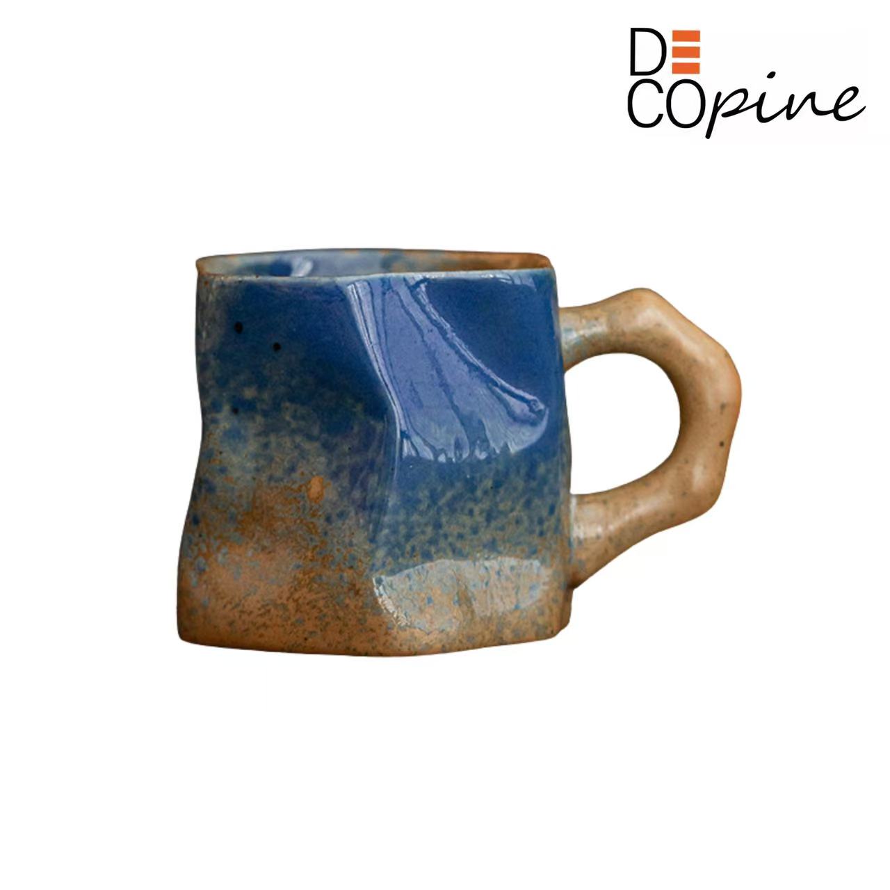 Tasse à Café en Céramique Artisanale – Style Wabi-Sabi – Dégradé Bleu – 300 ml – DECOPINE