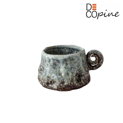 Handmade Japanese Wabi-Sabi Espresso Cup – Blue Ceramic – 90ml