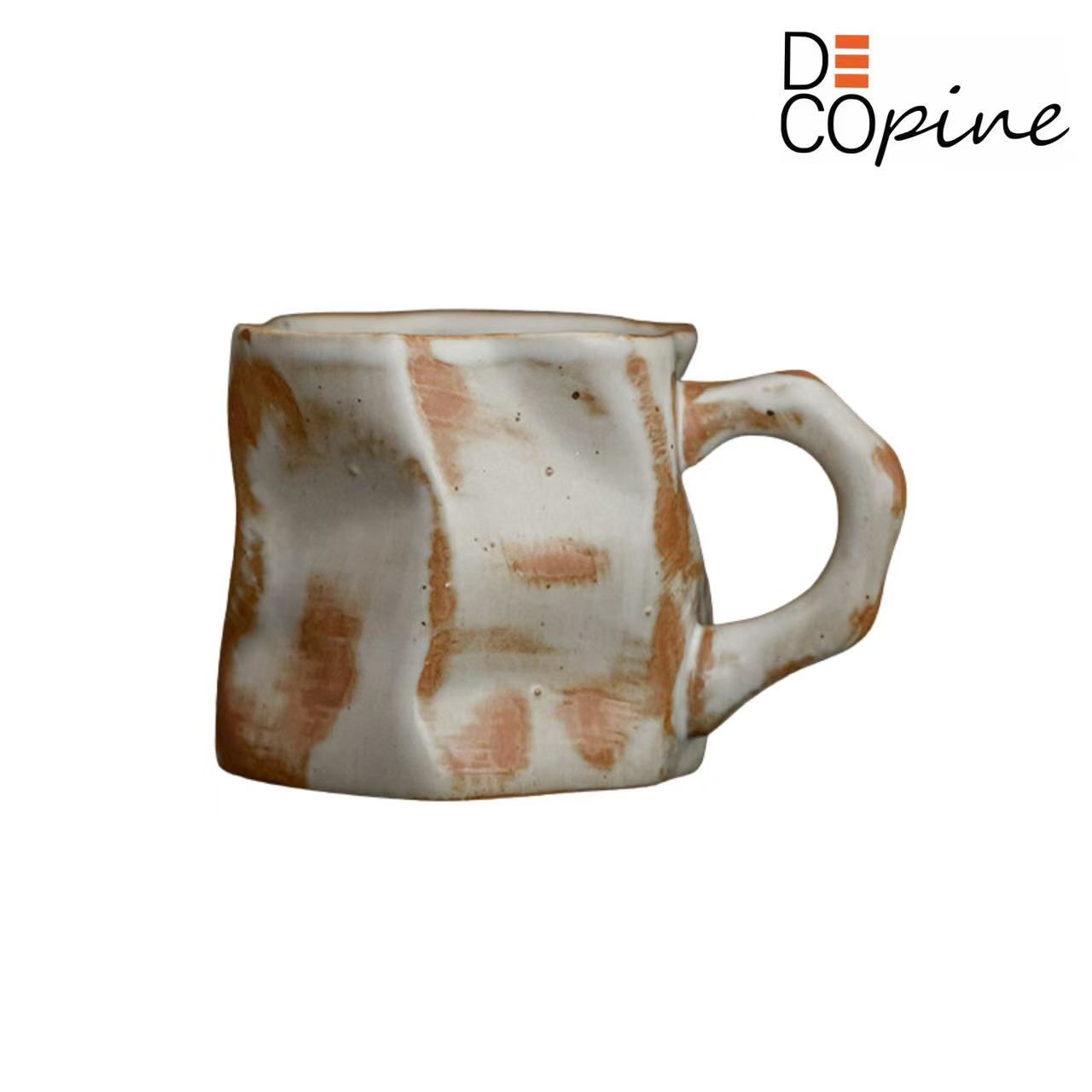 Tasse à Café en Céramique Artisanale – Style Wabi-Sabi – Blanc Dégradé – 300 ml – DECOPINE