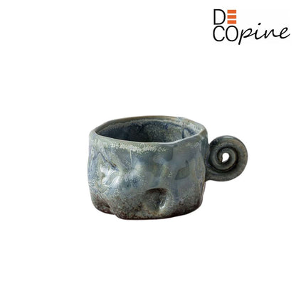 Handcrafted Ceramic Espresso Cup – 50ml – Blue Wabi-Sabi Style