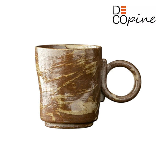 Tasse à Café en Céramique Artisanale – Style Wabi-Sabi – 150 ml – Marron – DECOPINE