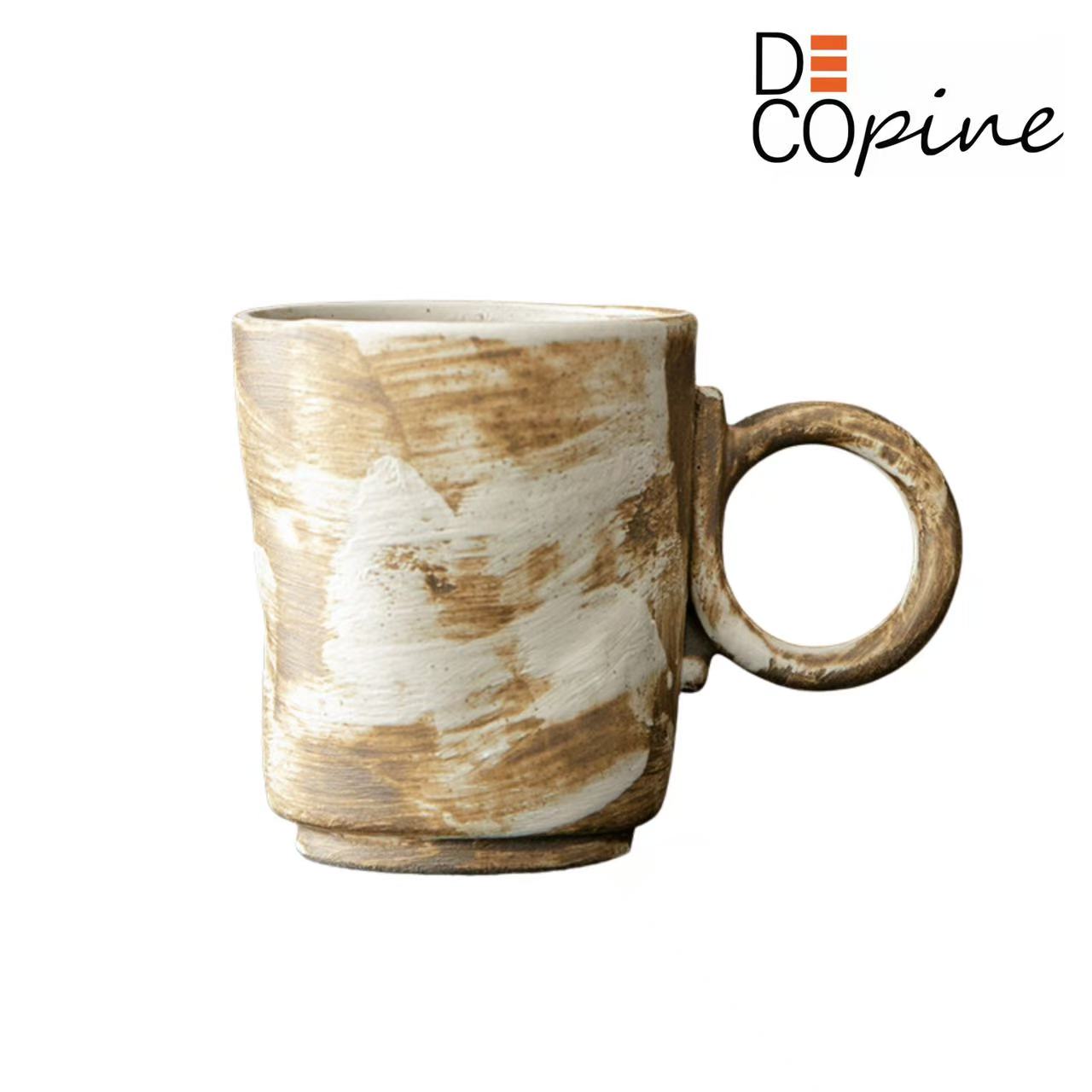 Tasse à Café en Céramique Artisanale – Style Wabi-Sabi – 150 ml – Blanche – DECOPINE