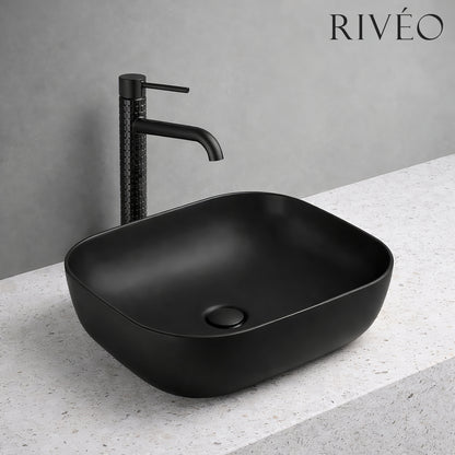 Vasque à Poser Carrée Arrondie RIVÉO – 505 × 405 mm – Avec Bonde