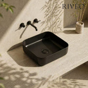 RIVÉO Square Rounded Countertop Basin – 385 × 385 mm – With Waste