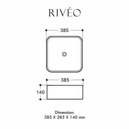 Vasque à Poser Carrée Arrondie RIVÉO – 385 × 385 mm – Avec Bonde