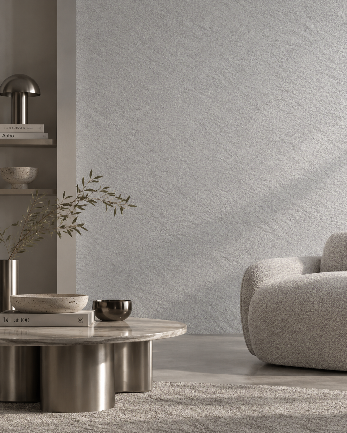 Panneau Mural Souple en Pierre Naturelle – Gris minéral – 60×120 cm – Lot de 4 – B01PG03