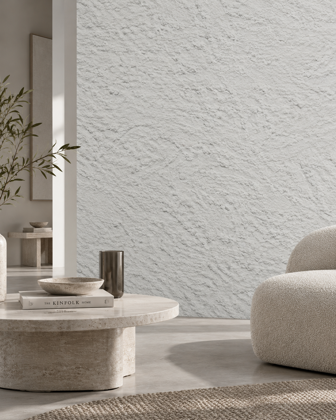 Panneau Mural Souple en Pierre Naturelle – Blanc Lin – 60×120 cm – Lot de 4 – B01PW02