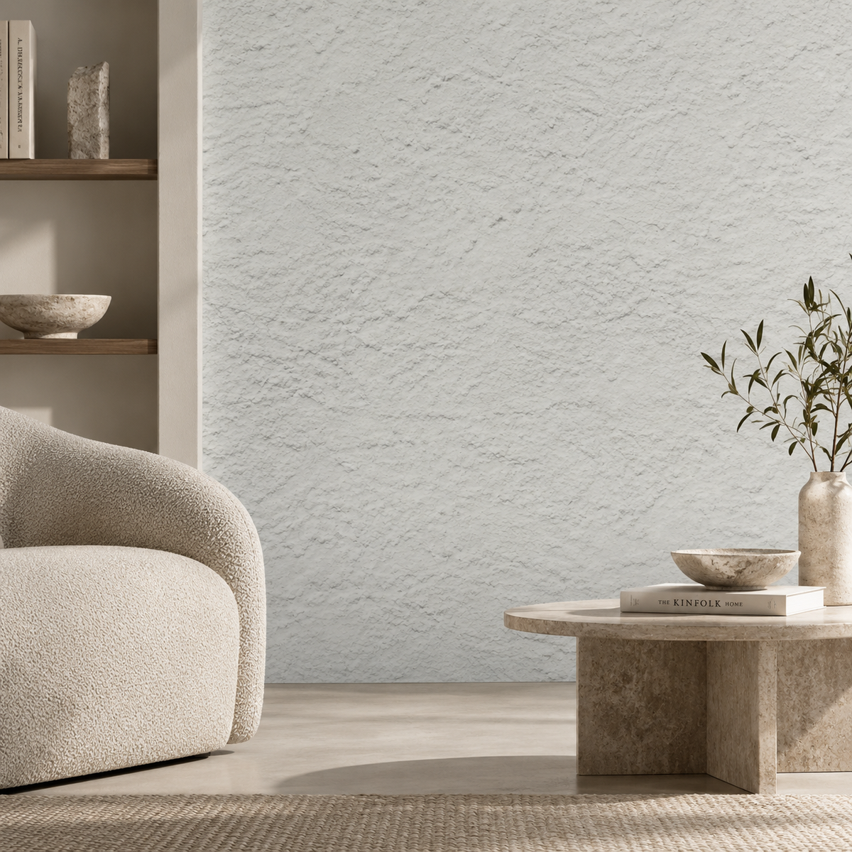 Panneau Mural Souple en Pierre Naturelle – Blanc Lin – 60×120 cm – Lot de 4 – B01PW02