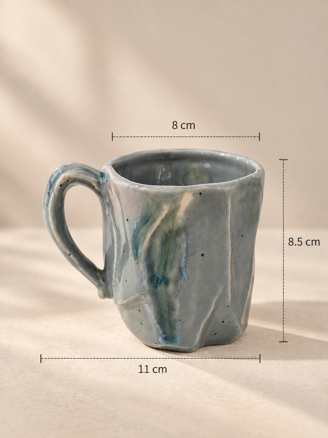 Mug artisanal en céramique bleu gris nuancé – 275 ml