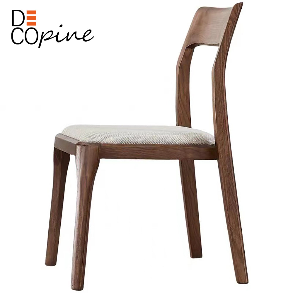 Chaise de Salle à Manger - DECOPINE - Bois de Frêne - Design Minimaliste - Assise Tissu Beige - Confort Optimal