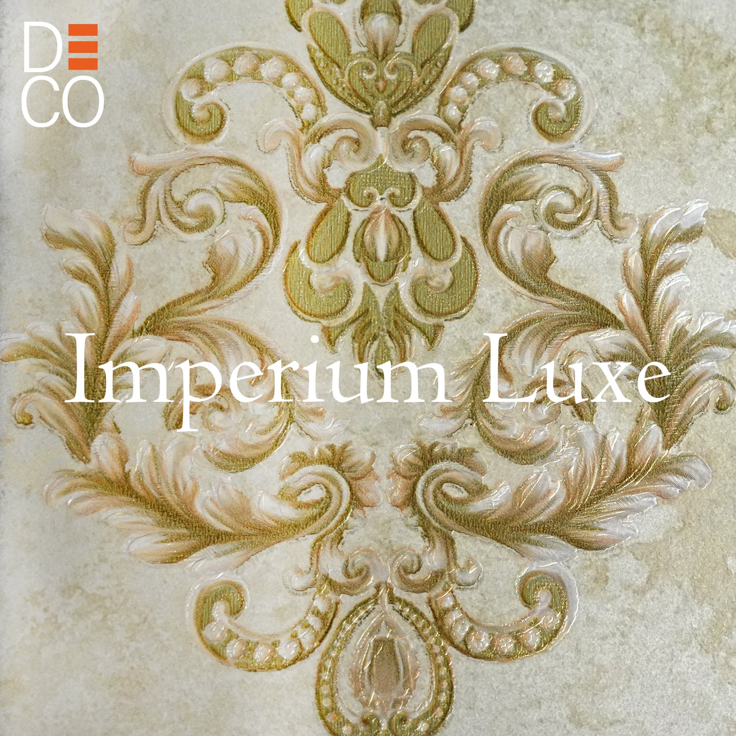 Decopine Imperium Luxe Vliestapete – Goldmedaillon auf Salbeigrün – 0,53 x 10 m – Ohne Kleber