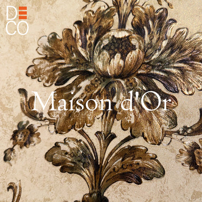Papier Peint Intissé Maison d'Or – Décor Floral 3D Embossé – 0,53 x 10m – Sans Colle – Style Élégant