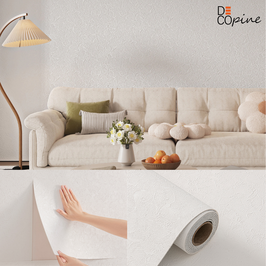 Papier Peint Auto-adhésif 3D – Relief Texturé Fin – Blanc – 60×280 cm