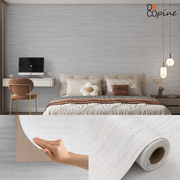Papier Peint Auto-adhésif Effet Travertin – Gris Clair – 60×280 cm