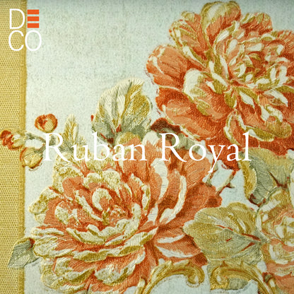 Decopine Papier Peint Intissé Ruban Royal – Rayures Dorées & Fleurs Classiques – Bleu Pâle – 0,53 x 10m – Sans Colle