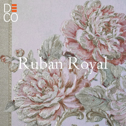 Decopine Papier Peint Intissé Ruban Royal – Rayures Classiques & Fleurs Romantiques – Rose Poudré – 0,53 x 10m – Sans Colle