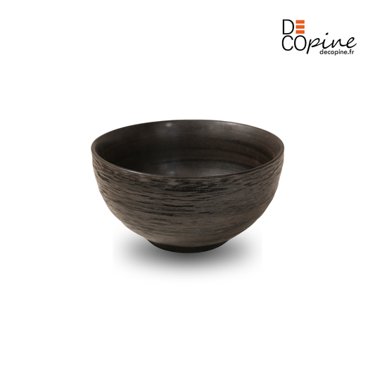 Bol en céramique artisanale noir nuancé effet encre – Ø13,5 cm | Decopine