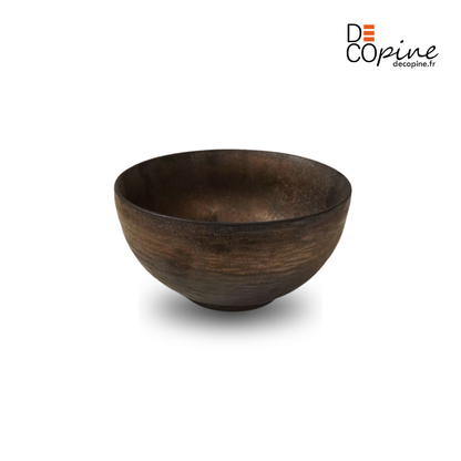 Bol en céramique artisanale noir nuancé effet encre – Ø20 cm | Decopine