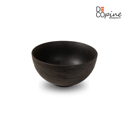 Bol en céramique artisanale noir nuancé effet encre – Ø13,5 cm | Decopine