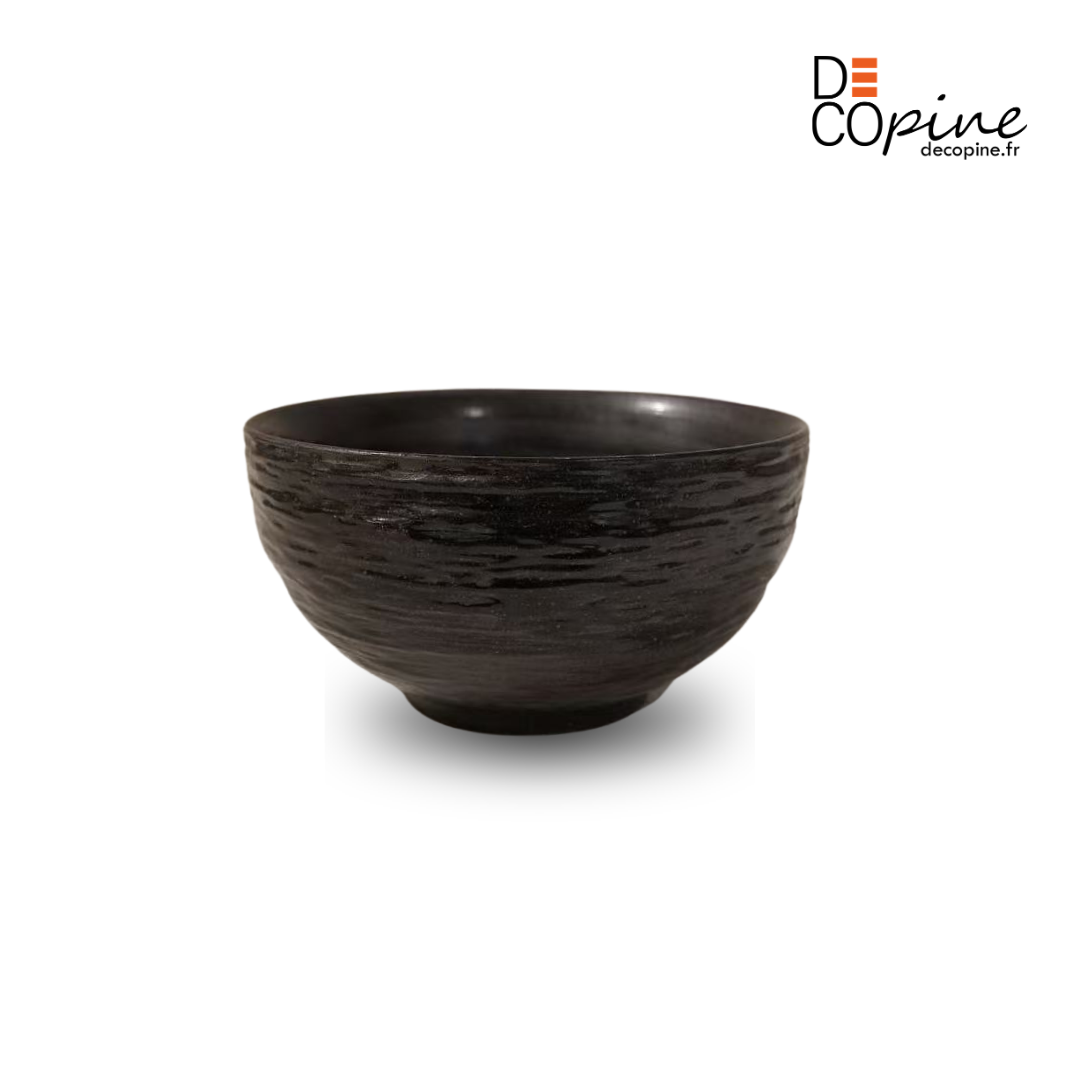 Bol en céramique artisanale doré nuancé effet encre – Ø20 cm | Decopine