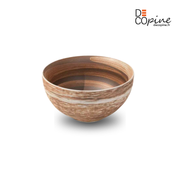 Bol en céramique artisanale brun minéral effet strié – Ø20 cm | Decopine