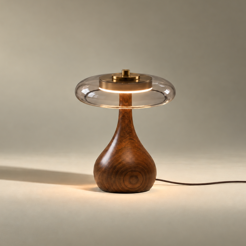 Lampe de Table en Frêne & Verre Cognac – ÉLOISE01 – Decopine