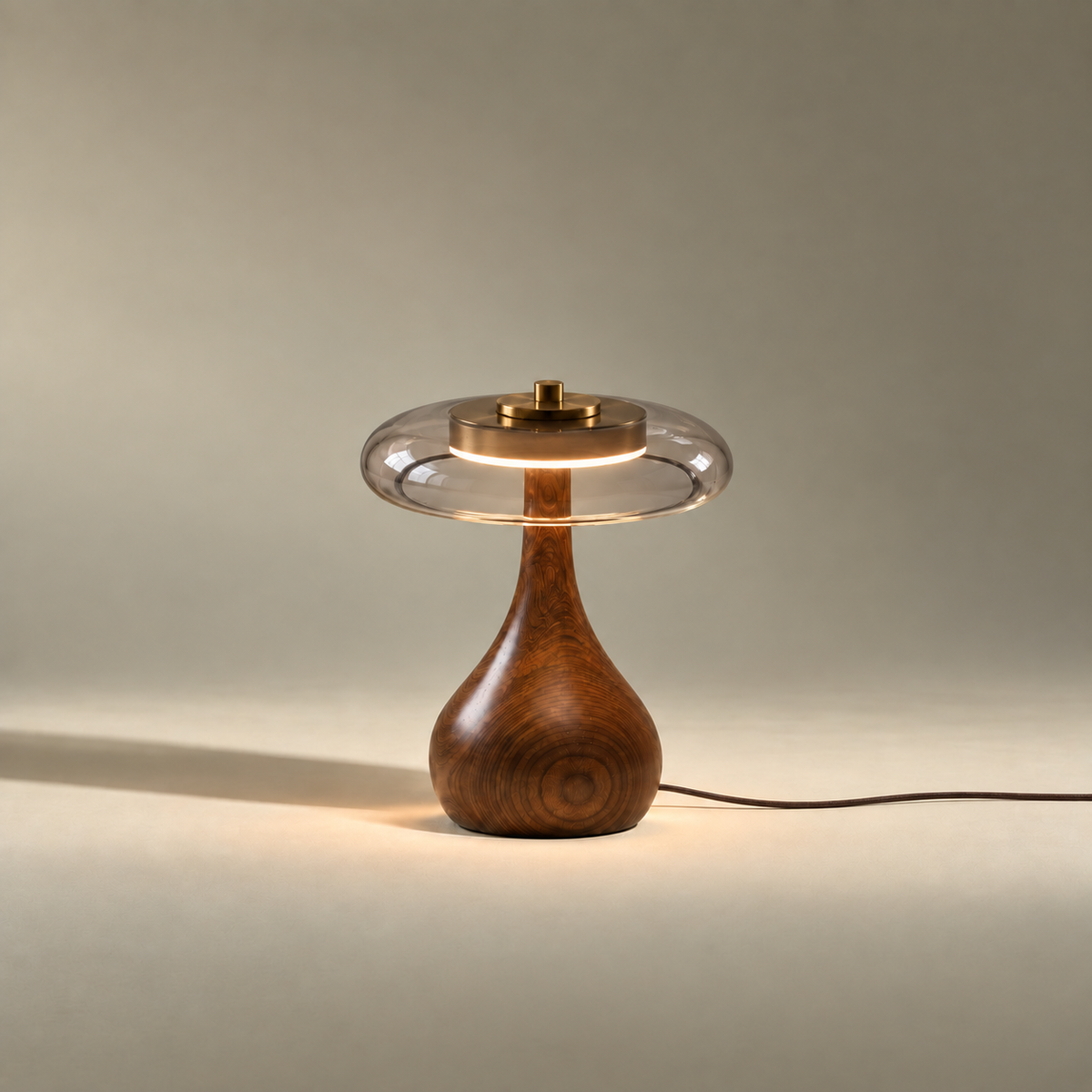 Eloise Ash Wood & Grey Smoked Glass Table Lamp – ELOISE01 – Decopine (Available for pre-order)