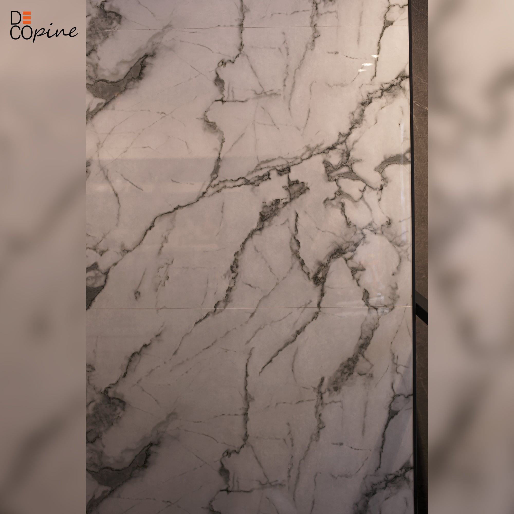 Panneau mural décoratif effet marbre gris blanc brillant – 120×65 cm (Lot de 4, 3,12 m²) - REF: A01MW01