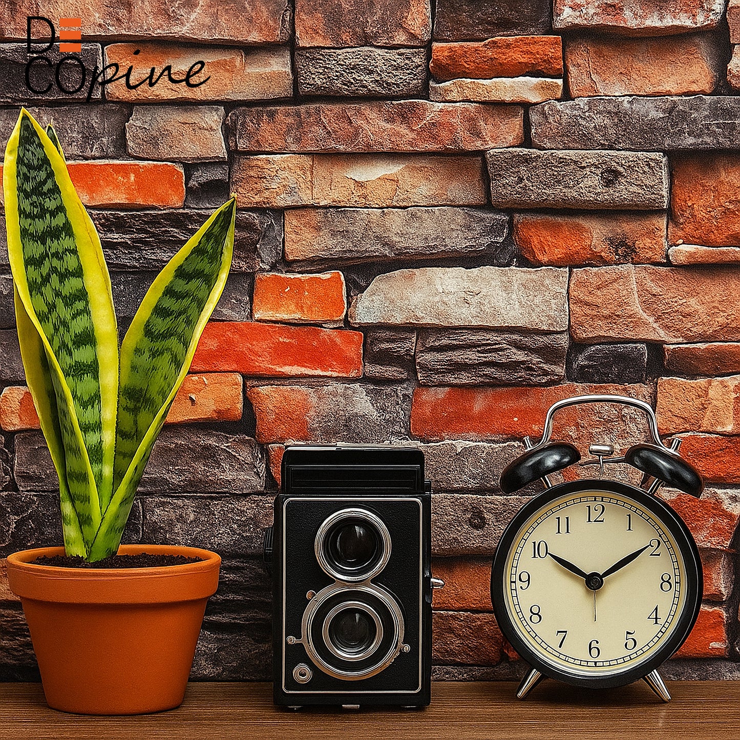 Tapete im Industrie-Ziegeleffekt – Rot &amp; Grau – 0,53 x 10 m – Einfach anzubringen