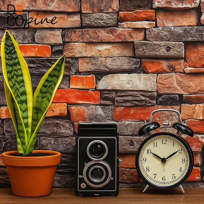 Tapete im Industrie-Ziegeleffekt – Rot &amp; Grau – 0,53 x 10 m – Einfach anzubringen