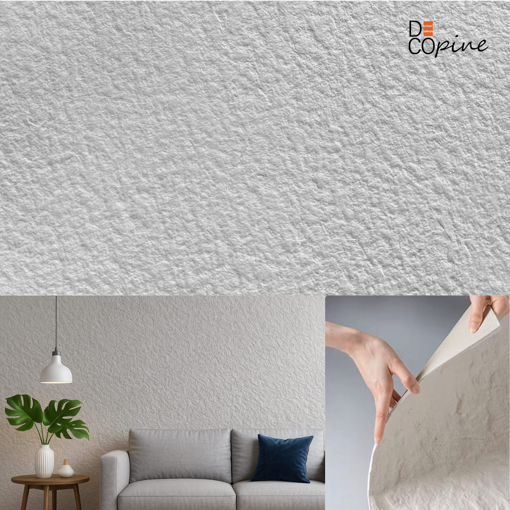 Panneau Mural Souple en Pierre Naturelle – Gris minéral – 60×120 cm – Lot de 4 – B01PG03