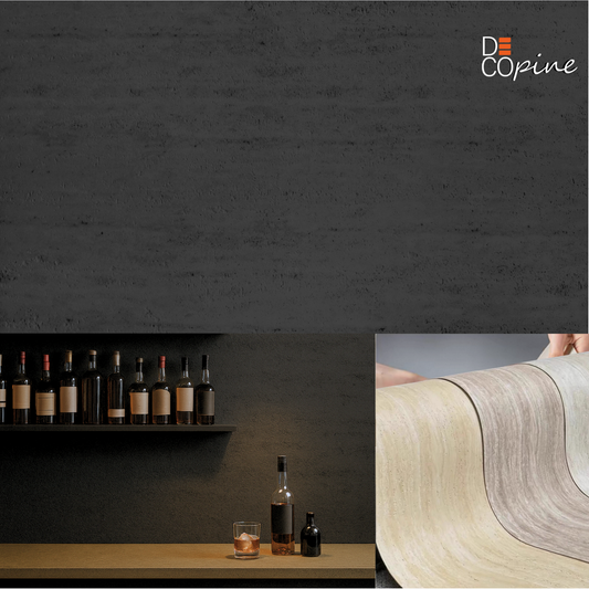 Panneau Mural Souple en Pierre Naturelle – Effet Travertin Noir Anthracite – 60×120 cm – Lot de 4 – B01TB05