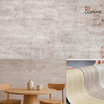 Panneau Mural Souple en Pierre Naturelle – Effet Travertin Beige Grisé – 60×120 cm – Lot de 4 – Decopine - B01TB04