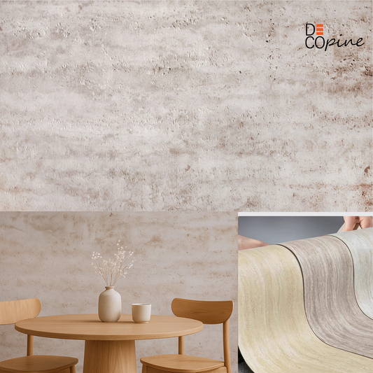 Panneau Mural Souple en Pierre Naturelle – Effet Travertin Beige Grisé – 60×120 cm – Lot de 4 – Decopine - B01TB04