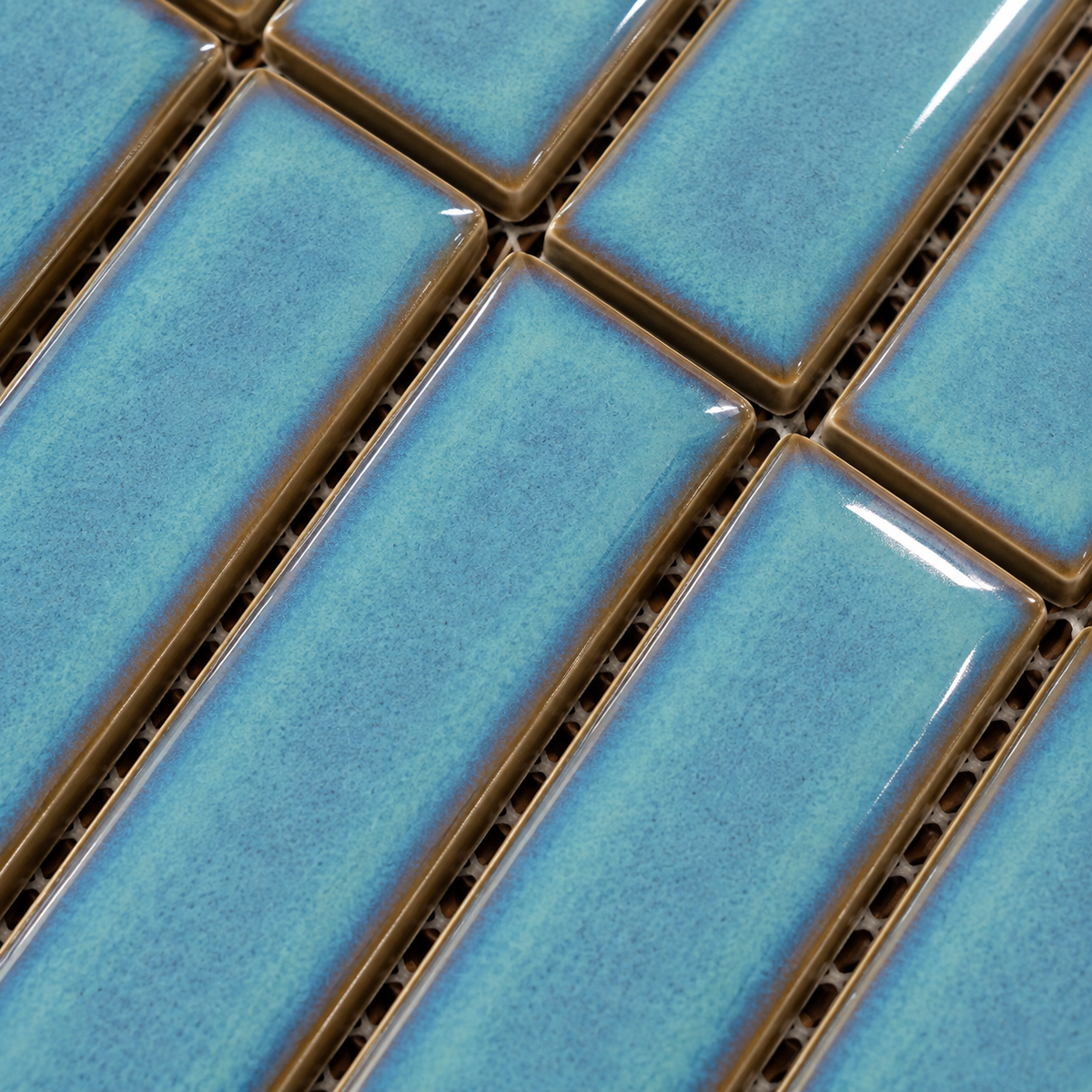Mosaïque en Céramique Émaillée – Bleu Turquoise – 28,4 × 29,6 cm