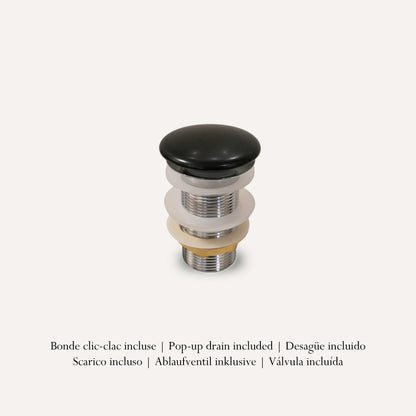 Vasque à Poser Ovale Noir Marbre Veiné Or RIVÉO – 590 × 425 mm – Avec Bonde