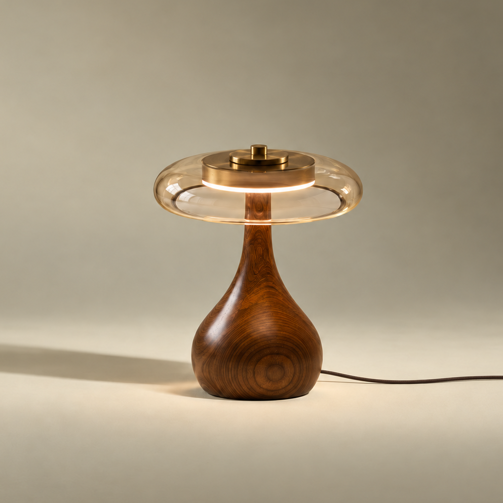 Lampe de Table en Frêne & Verre Cognac – ÉLOISE01 – Decopine