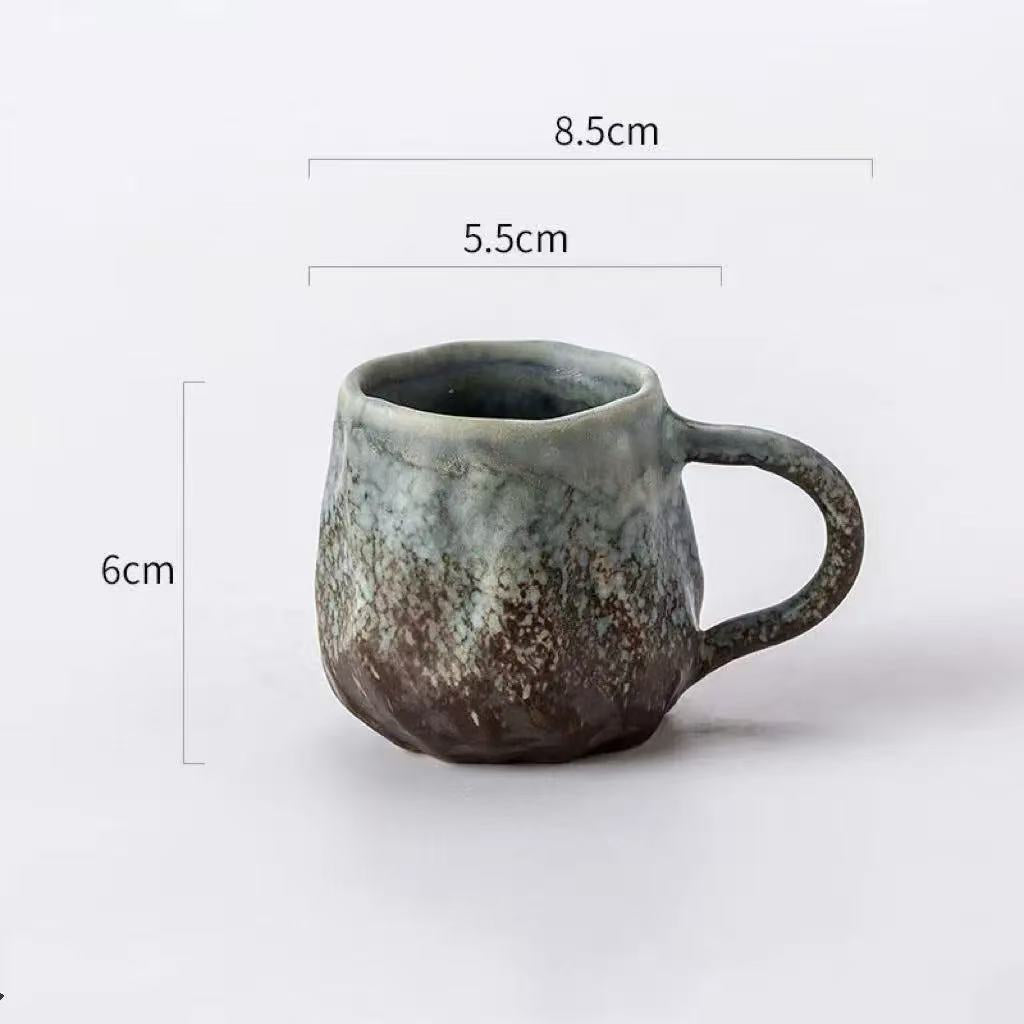 Tasse à espresso en céramique bleue – Artisanale – 90 ml – Style vintage