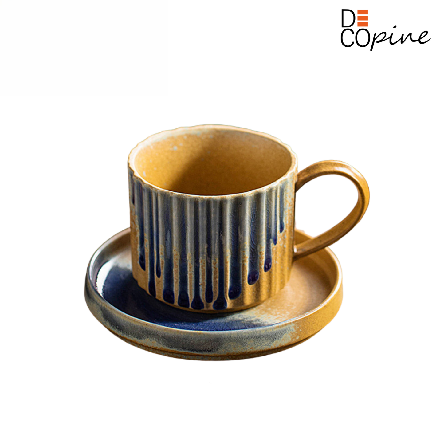 Tasse à Café avec Soucoupe – Collection Bleu Dégradé (250 ml)