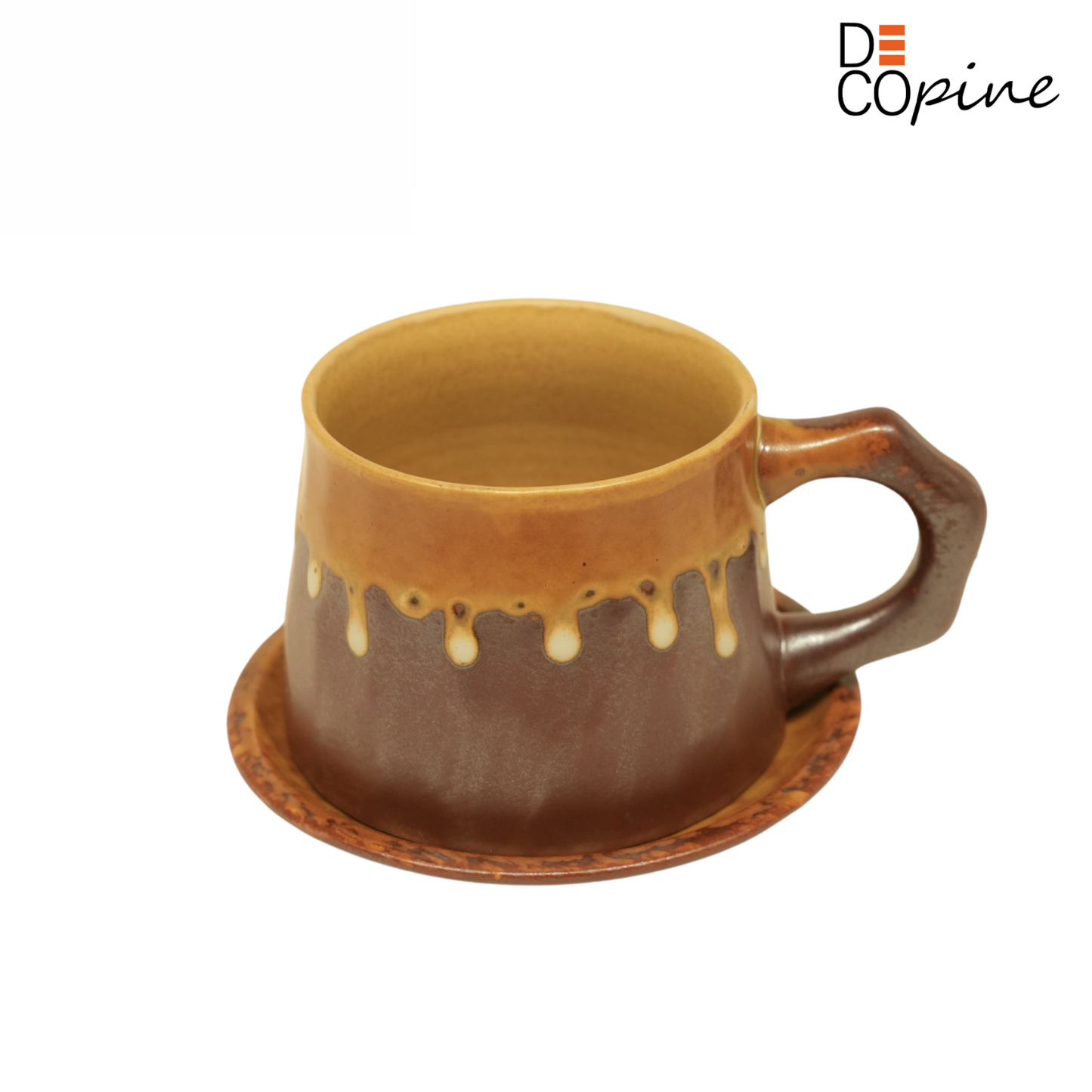 Tasse à Café en Grès Émaillé – Collection Ambre Brûlé (300 ml)