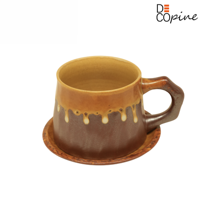 Tasse à Café en Grès Émaillé – Collection Ambre Brûlé (300 ml)