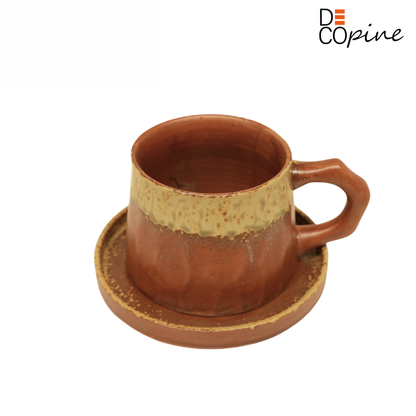 Tasse à Café en Grès Émaillé – Collection Miel Caramel (300 ml)