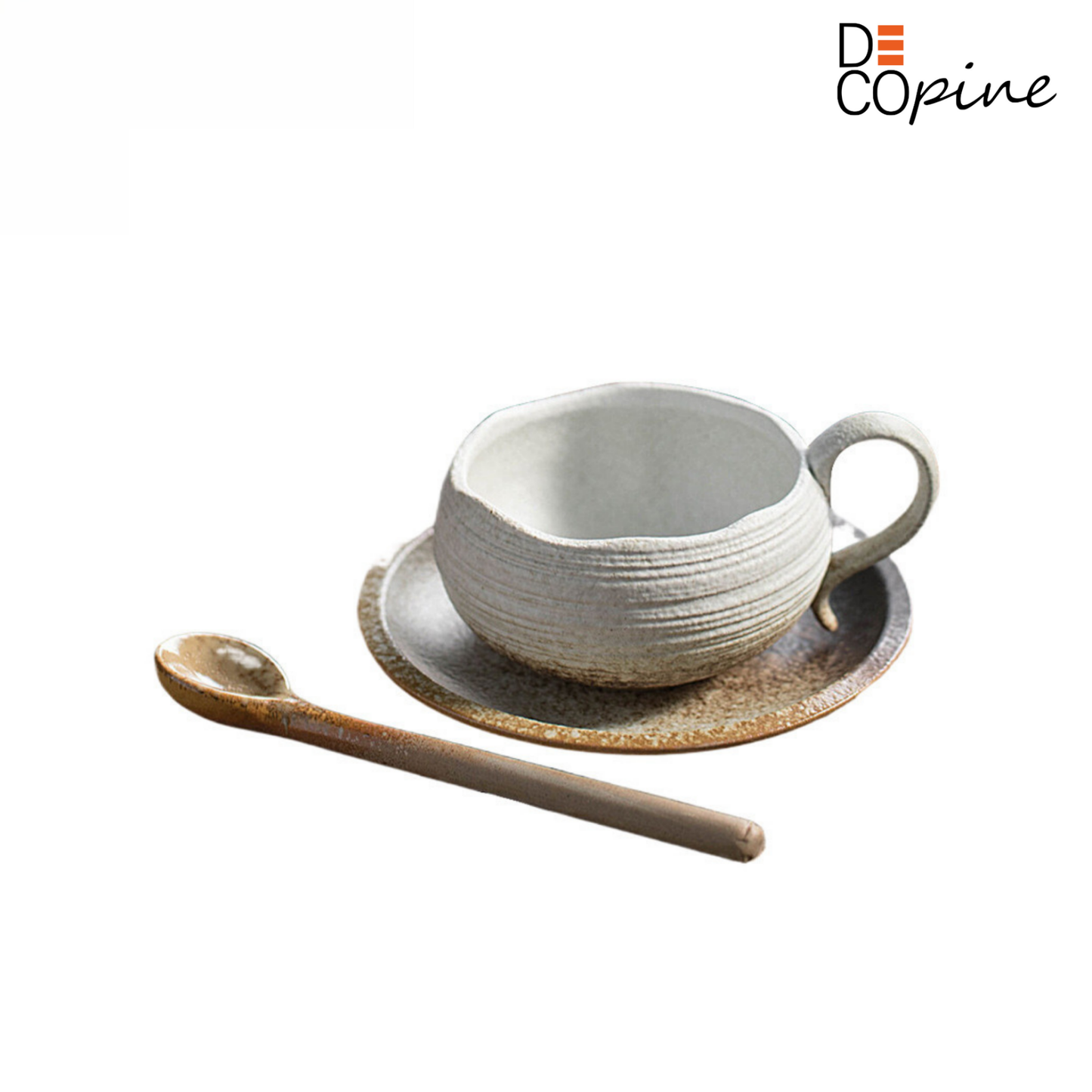 Tasse à Café avec Soucoupe et Cuillère – Collection Naturelle (145 ml)