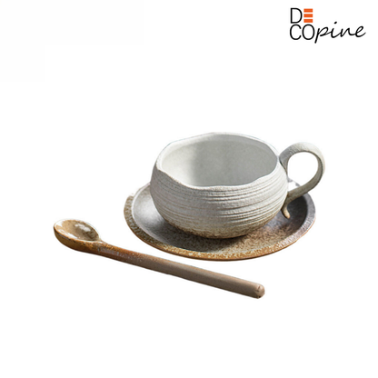 Tasse à Café avec Soucoupe et Cuillère – Collection Naturelle (145 ml)